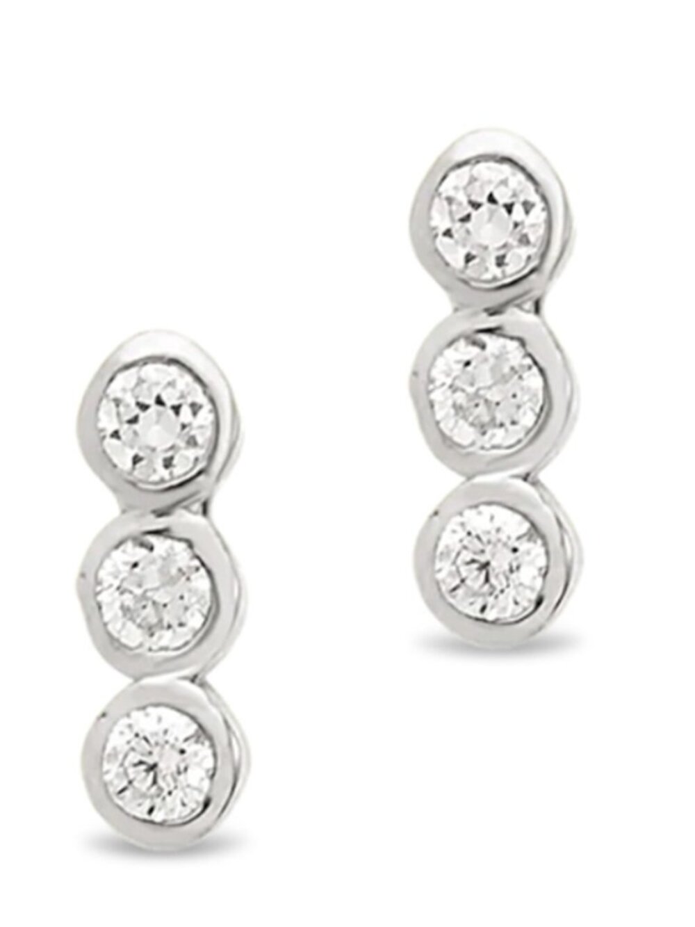 Never-Worn Dainty Sterling Silver Bezel Row Stud Earrings from Sterling Forever